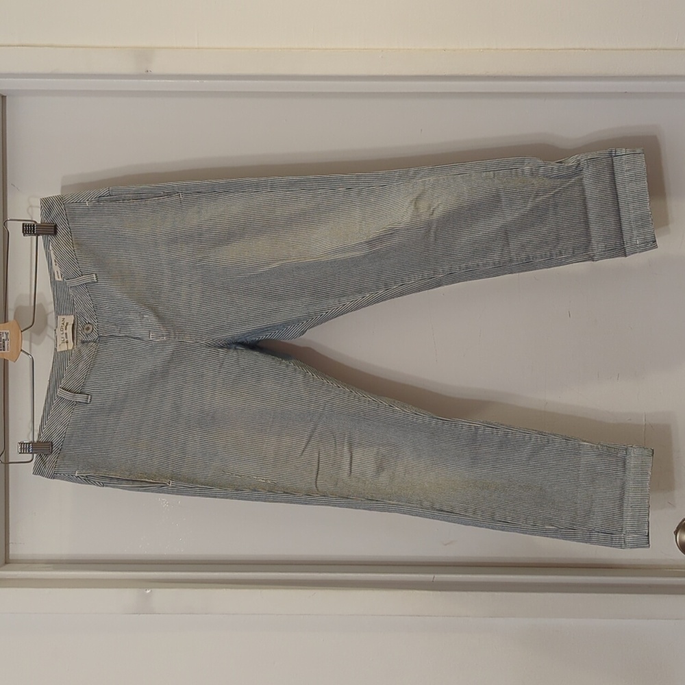 Nili Lotan Tel Aviv Narrow Leg Trouser White With Blue Stripes 29